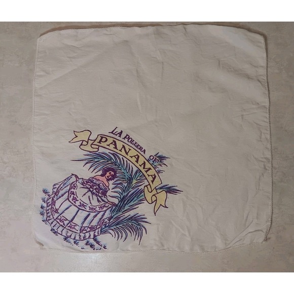 The Unbranded Brand Accessories - Vtg 1940s Souvenir Hanky Handkerchief Traditional Dress of Panama Purple & Blue